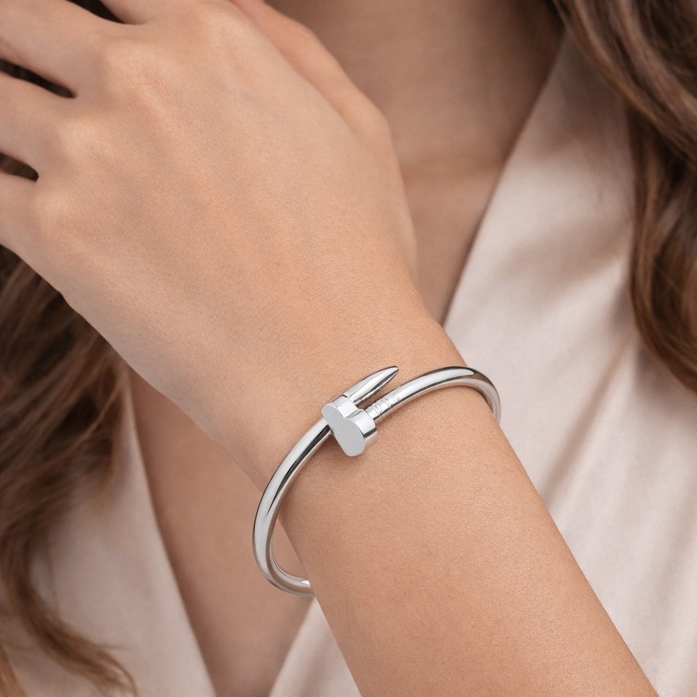 Luxury Open Cuff  Nail Heart Bangle Bracelet